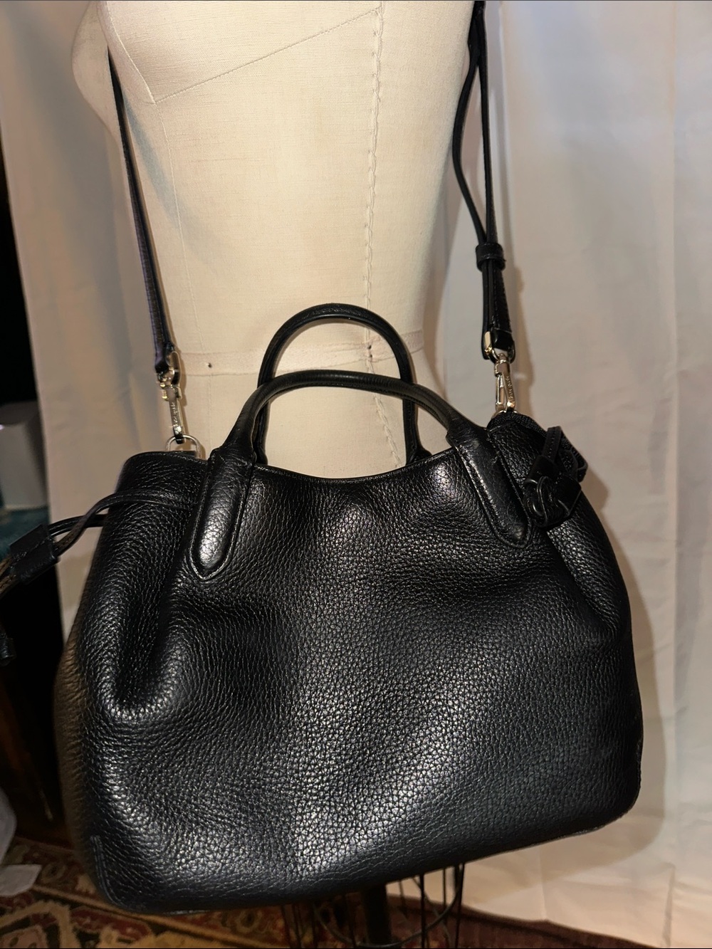 ♠️Kate Spade Dumpling Small Pebbled Leather Satchel Crossbody, Black - Picture 5 of 15